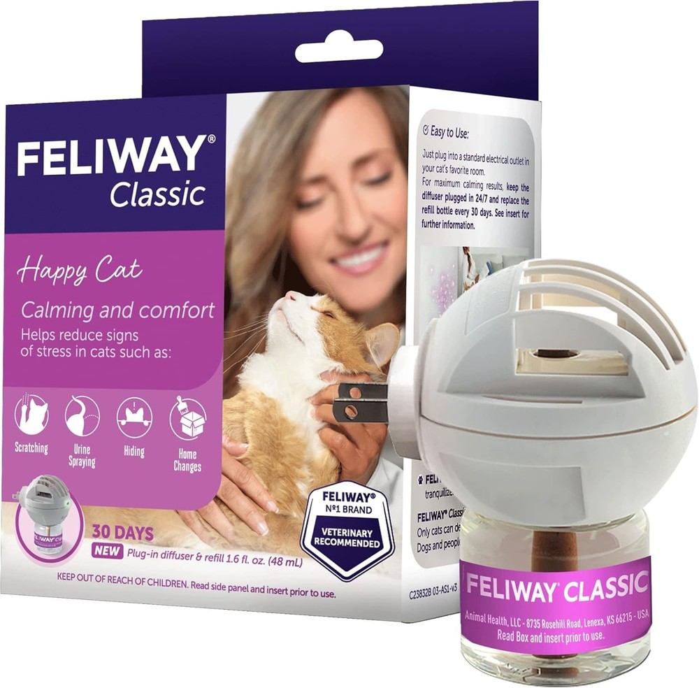 Cat Calming Plug-In Diffuser Kit 48ml Stress Relief Feline Behavior Support