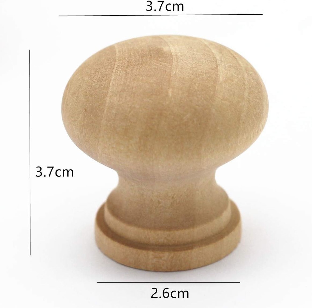 16 Pcs Wooden Drawer Knobs Unfinished Round Cabinet Pull Handles Set