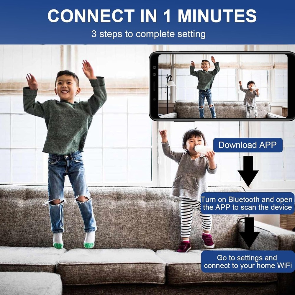 3 Mini WiFi Security Cameras - 150° Wide-Angle, Night Vision & Loop Recording