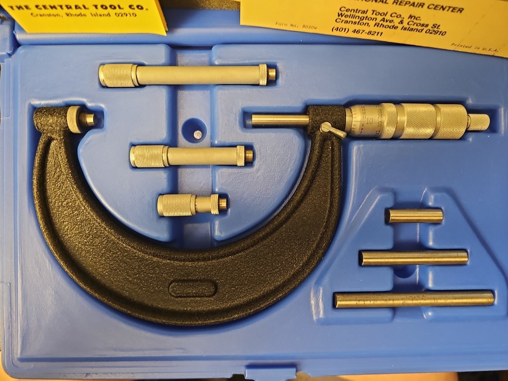 🛠️ Central Tools Multi-Anvil Outside Micrometer Set 0–4" with Standards & Case