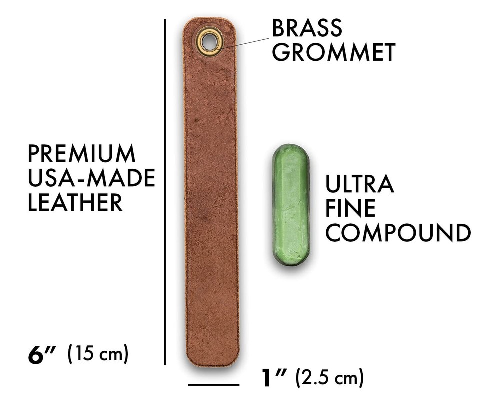 - Leather Strop for Honing Pocket Knives - Stropping Compound