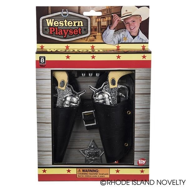 Complete  Double Western  Play Gun Set Holster Sheriff