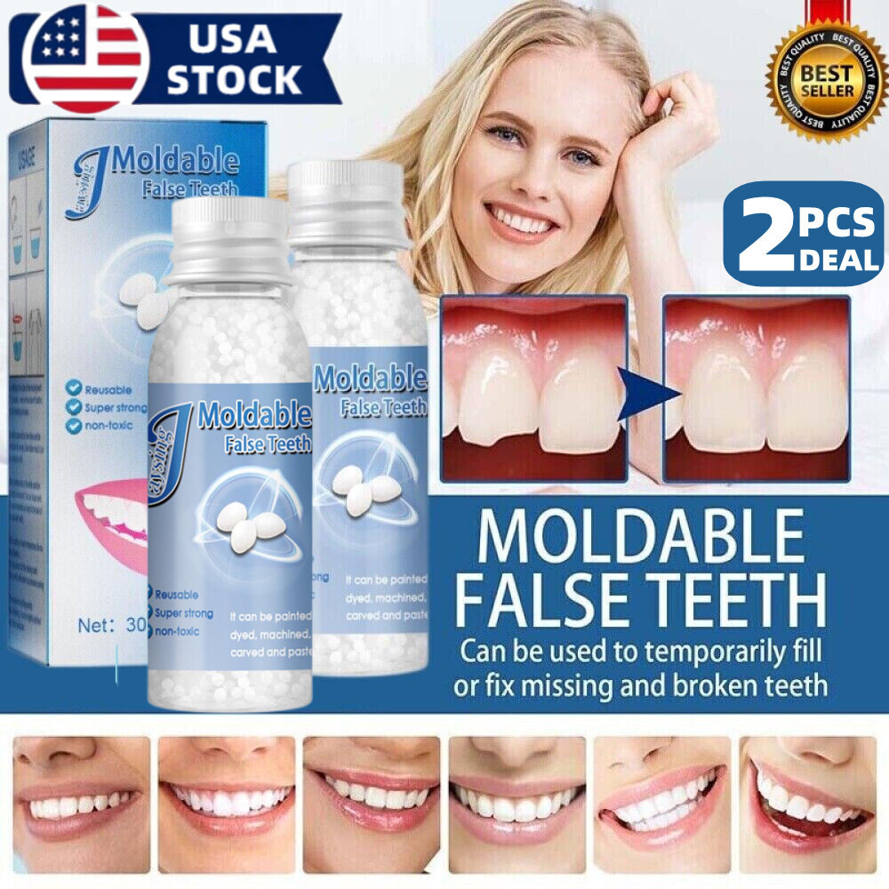 2X Tooth Repair Granule Temporary Kit Fitting Bead Reusable Moldable False Teeth