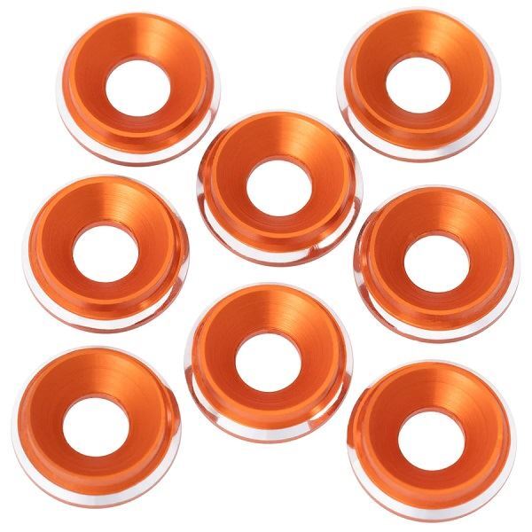 1UP Racing - 7075 LowPro Countersunk Washers, M3, Orange Shine, 8pc