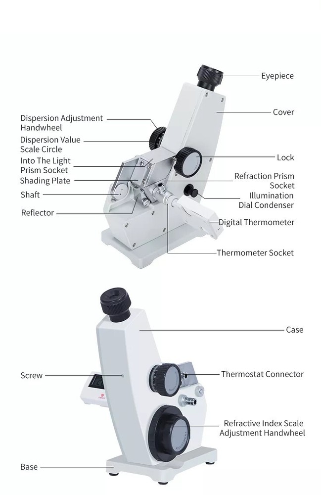 Abbe Refractometer Monochromatic Refractometer Digital Brix Refractometer 2WAJ