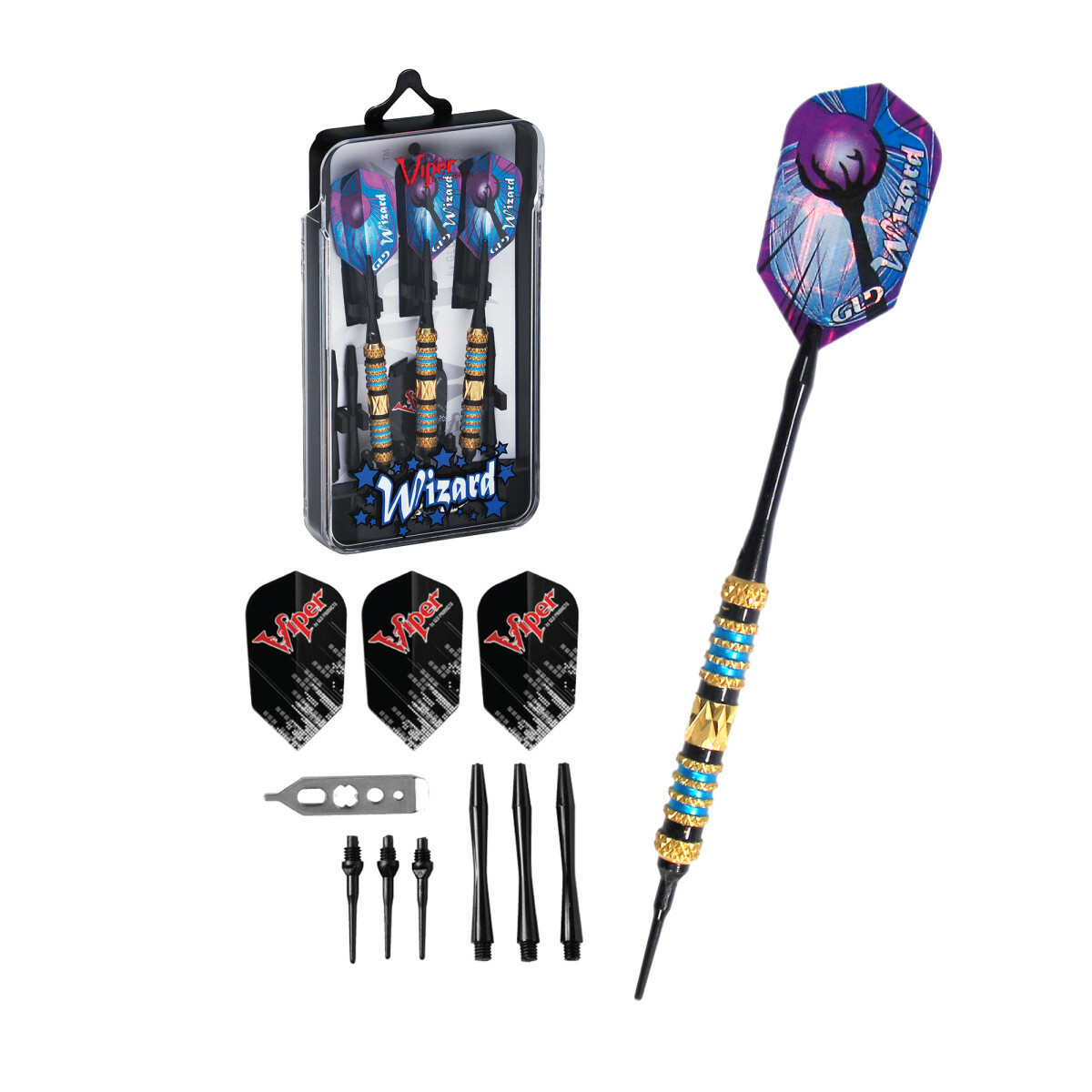 Viper Wizard Soft Tip Darts - Dartboard Game Accessory - Blue/Black - 18 Grams