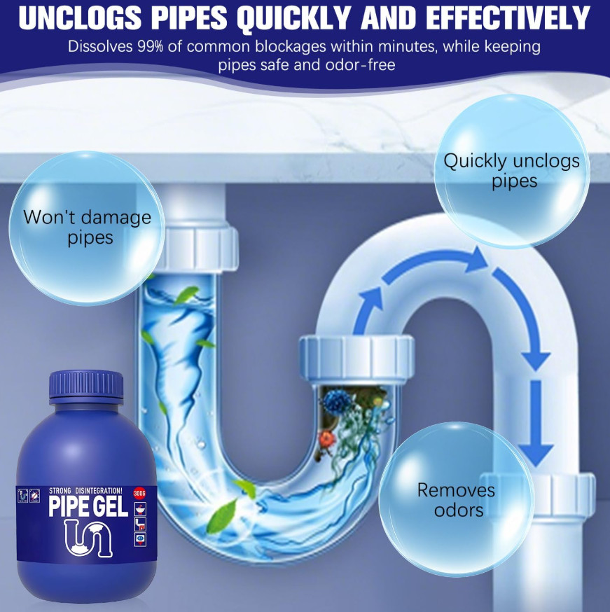 Pipe Bobo Drain Cleaner, Strength Drain Cleaner Powerful Pipe Dredging, 10 Fl Oz