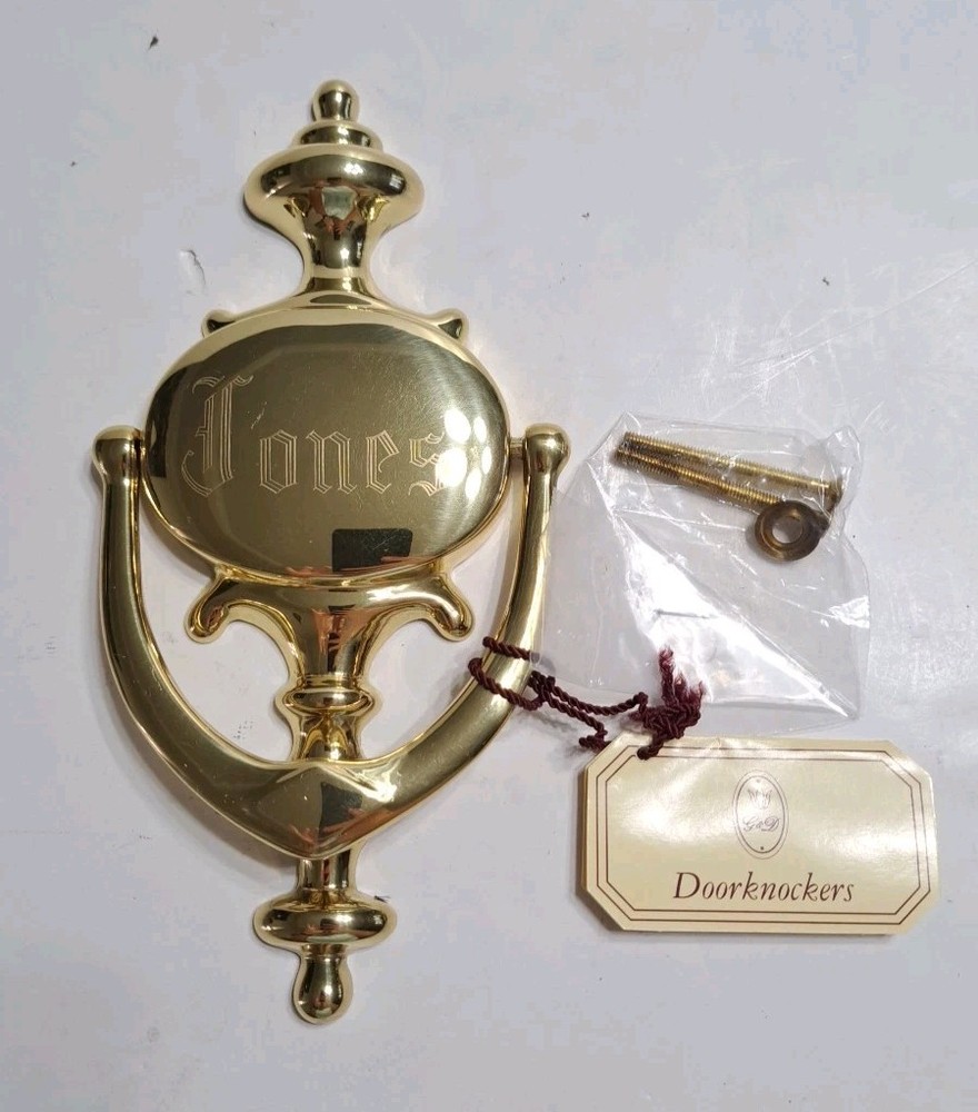 Solid Brass Door Knocker With Engraving “Jones”