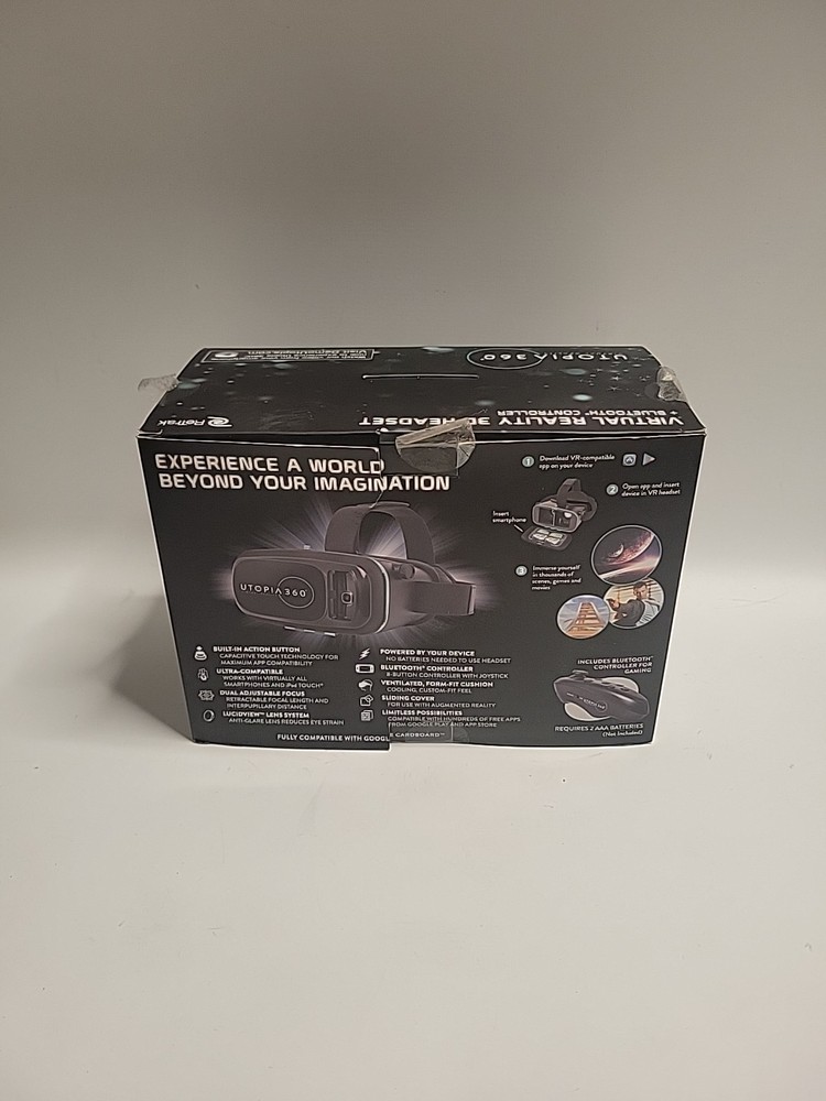 VIRTUAL REALITY 3D HEADSET GLASSES VR IPHONE ANDROID REMOTE UTOPIA 360 BLUETOOTH