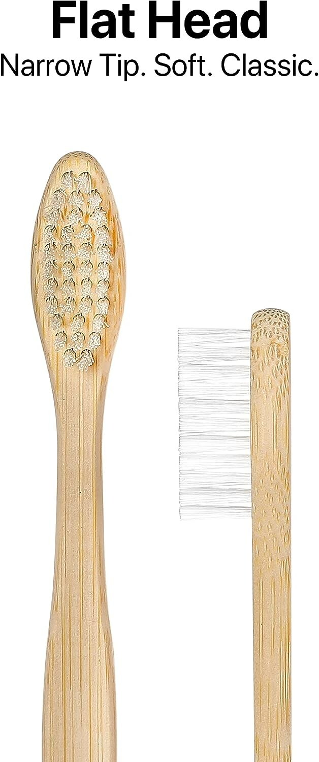 SeaTurtle Plant-Based Bristles Bamboo Toothbrush - Pack of 4 - Soft Natural