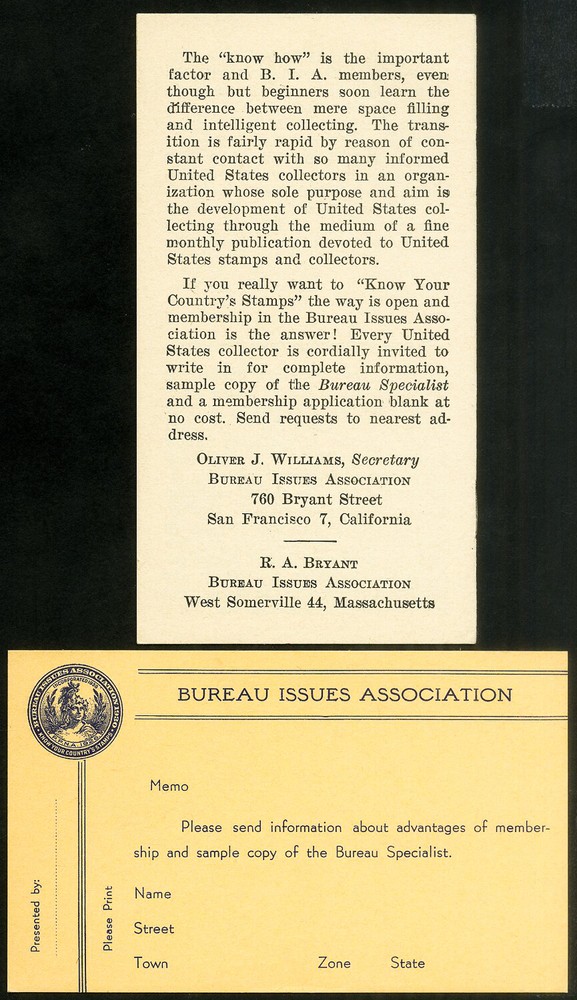 US Bureau Issues Association Booklet Plus Card Almost 100 Years Old