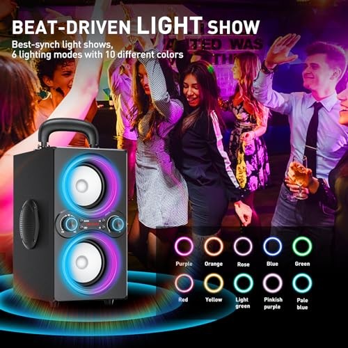 Bluetooth Speakers, 80W(Peak) Wireless TWS Portable Bluetooth DeepBlack