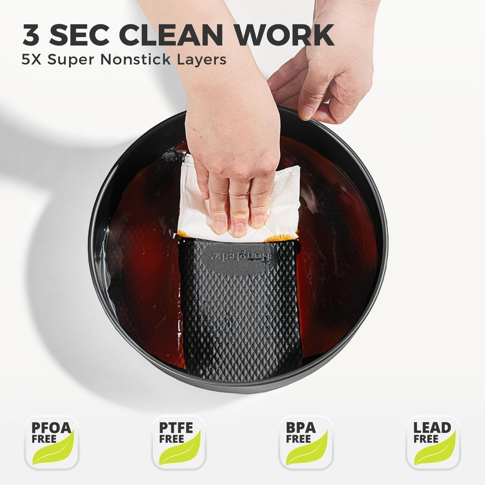 9-Piece Baking Pans Set Nonstick, Stackable Non Toxic Bakeware Sets with Diam...