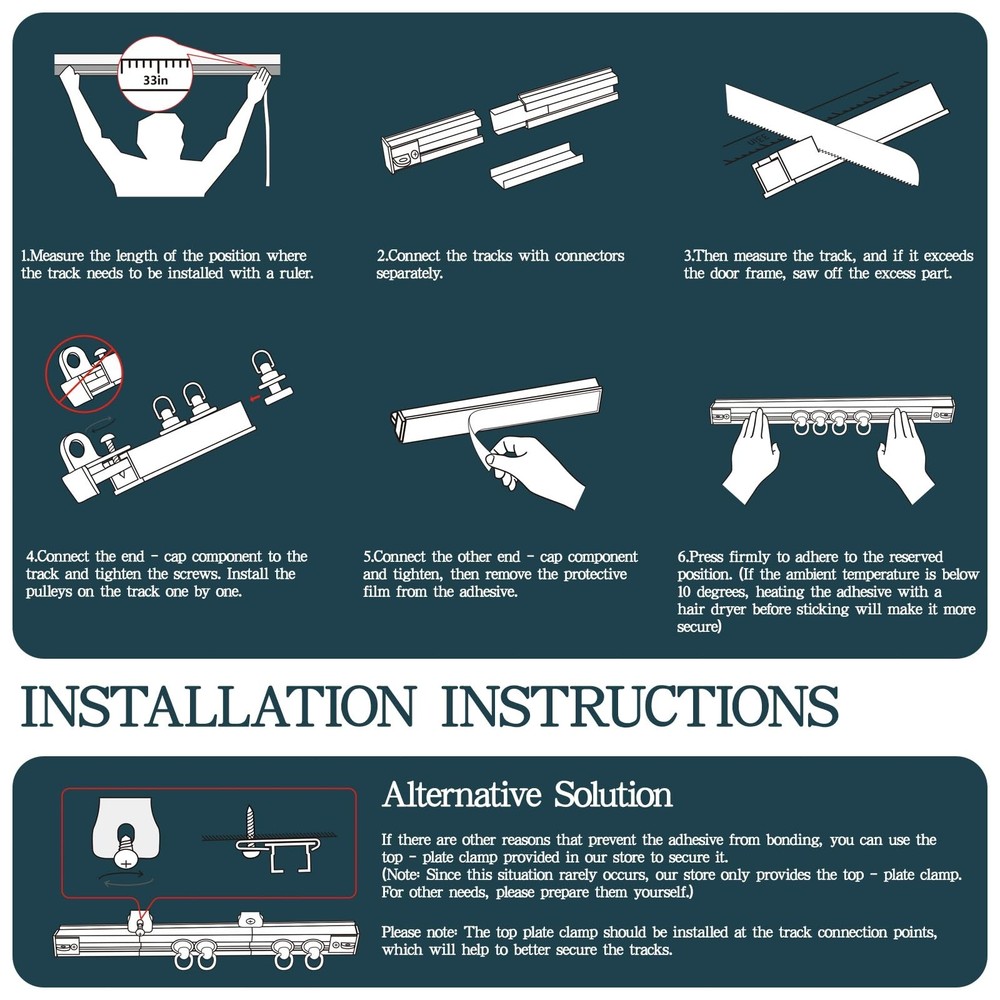 Adhesive Ceiling Curtain Track, Paste Type No Need to Drill, Suitable for Smo...