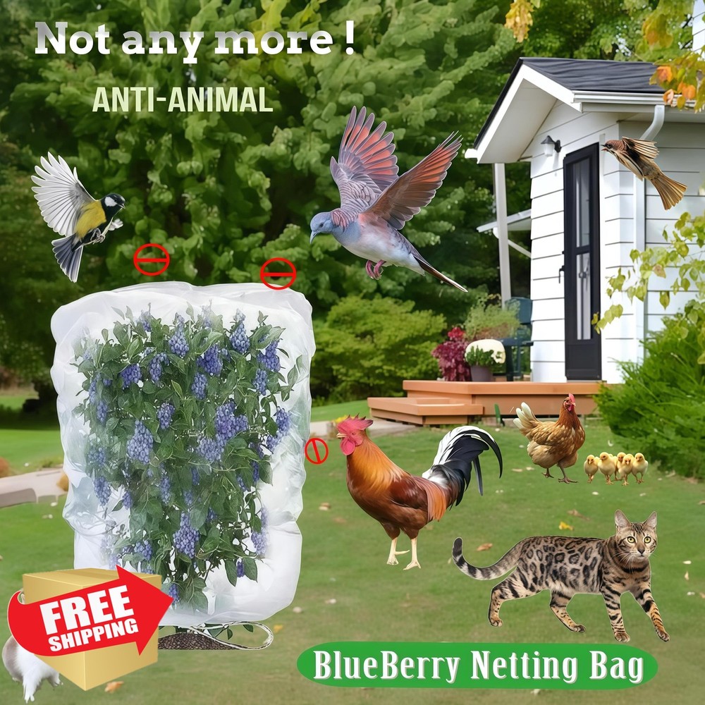 Fruit Tree Netting 4 Pack 2.6x3.3 FT Drawstring Plant Covers