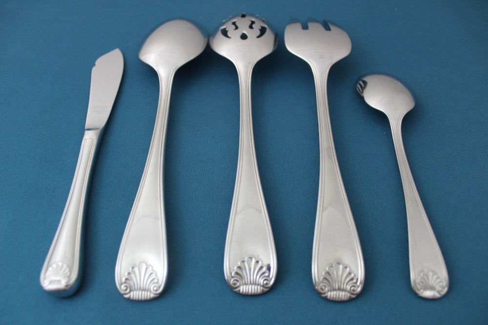 Gorham GORHAM SHELL Serving (5pc Set) Tablespoon Fork Pierced 18/8 Japan