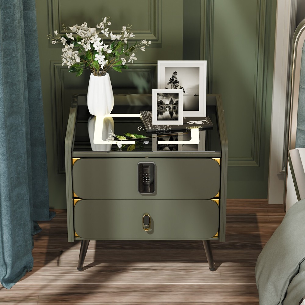 20" Tall Smart nightstand with combination lock ,Bluetooth player,Led light