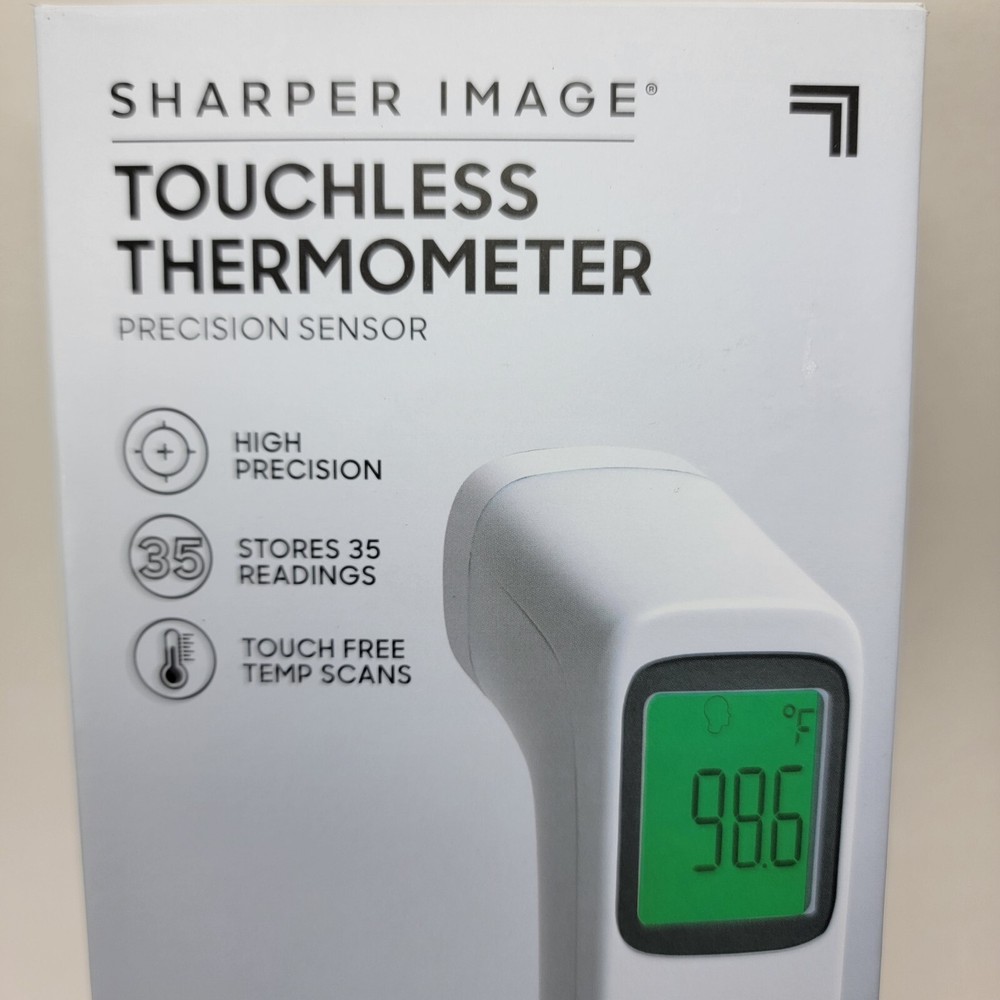 Sharper Image High Precision Touchless Thermometer - White - Digital Display NEW