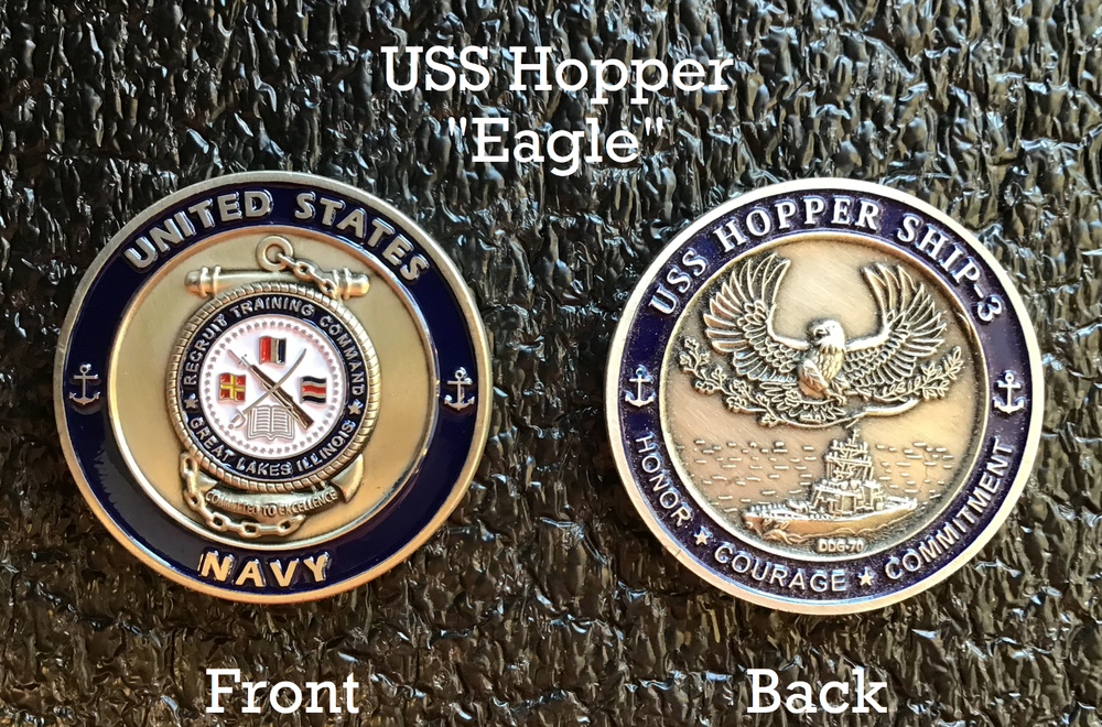 ~ USS Hopper ~ Ship 3 ~ US Navy Recruit Training Command Challenge Coin