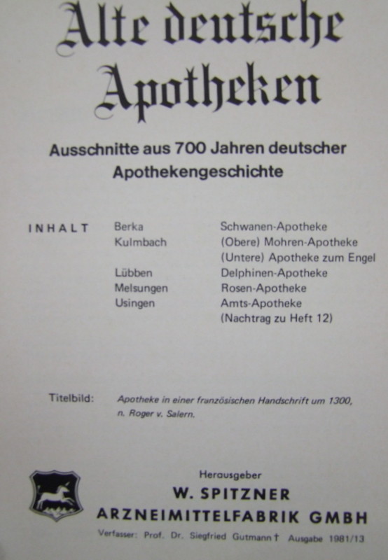 Spitzner - Old German Pharmacies, 5 Issues In A Box, Used, Good Condition