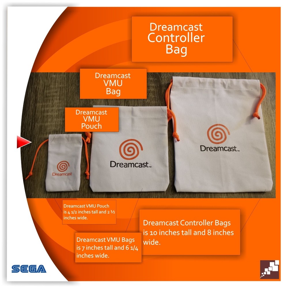 Sega Dreamcast pull string canvas VMU Pouches