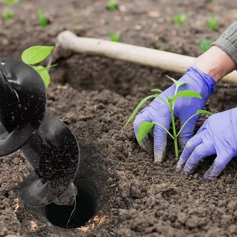 2pcs 1.97"+3.15" Garden Auger Drill Bit Ground Spiral Hole Digger Bulb Planting