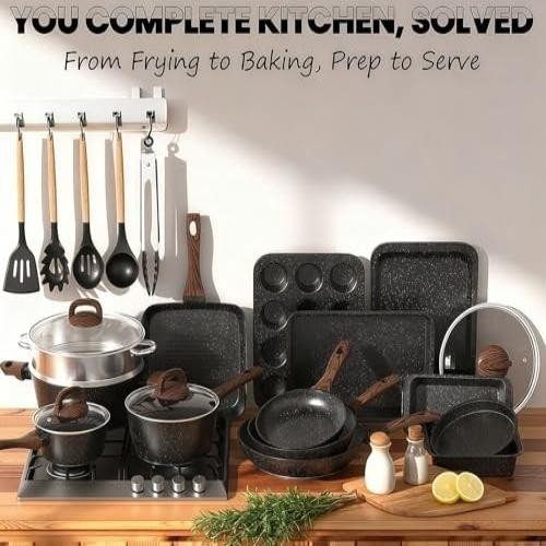 Pots and Pans Set Non Stick, 31 Piece Kitchen Induction Cookware & Bakeware