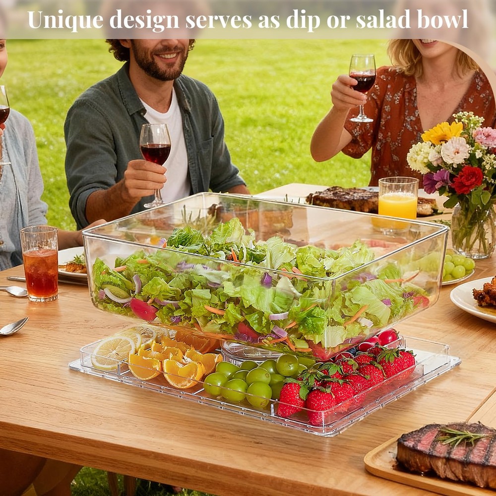 Cake Stand with Lid-Extra Large 17" Rectangular Cake Holder,8-in-1 Multi-Func...