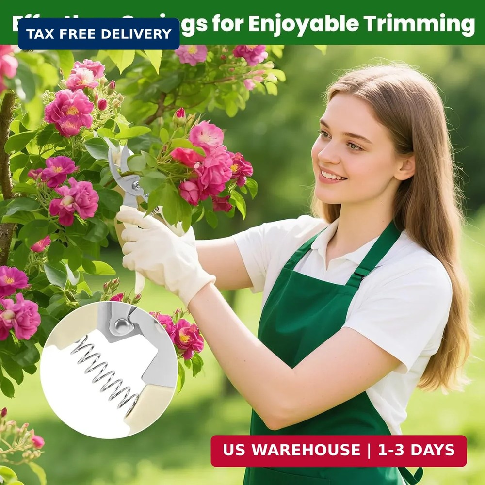 2 Pack Gardening Pruning Shears, Sharp Bypass Blade Garden Shears, Stainless Ste