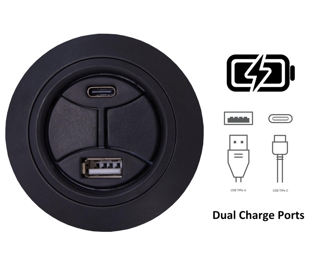 Recliner Replacement Switch, 2 Button 5 Pin Plug, Round, USB C Port, CD008
