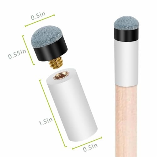 10 Sets Billiard Cues Tips Replacement with White Pool Cue Stick Ferrules,