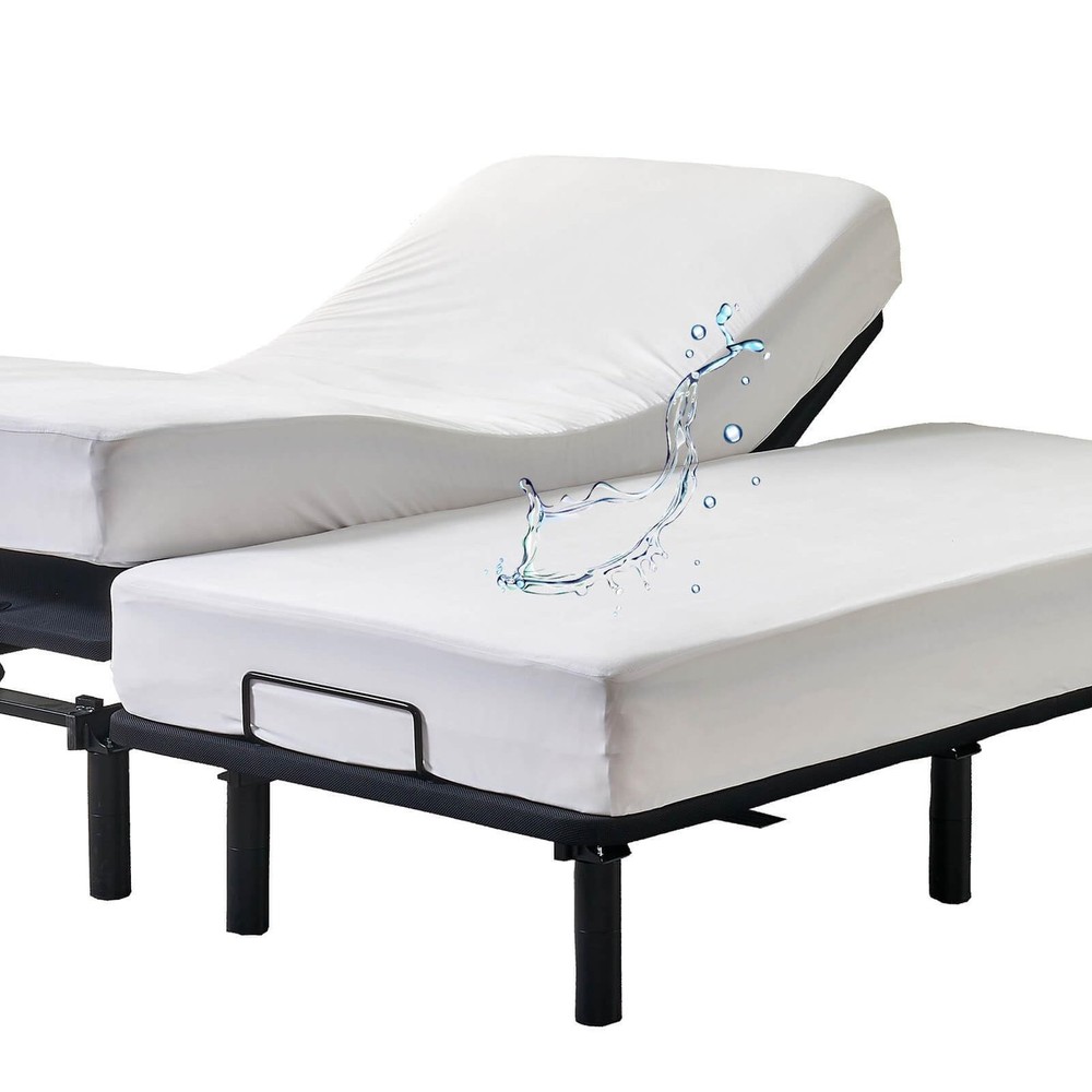 Waterproof Split King Mattress Protector for Adjustable Beds Soft Cooling Bam...