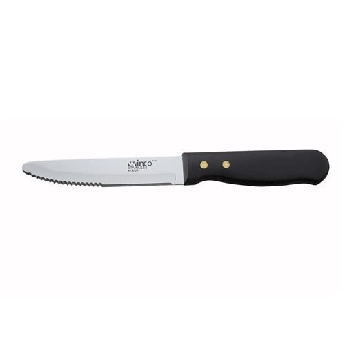 Value Series BB-14P Steak Knife - 5" Serrated Blade, Black Plastic Handle
