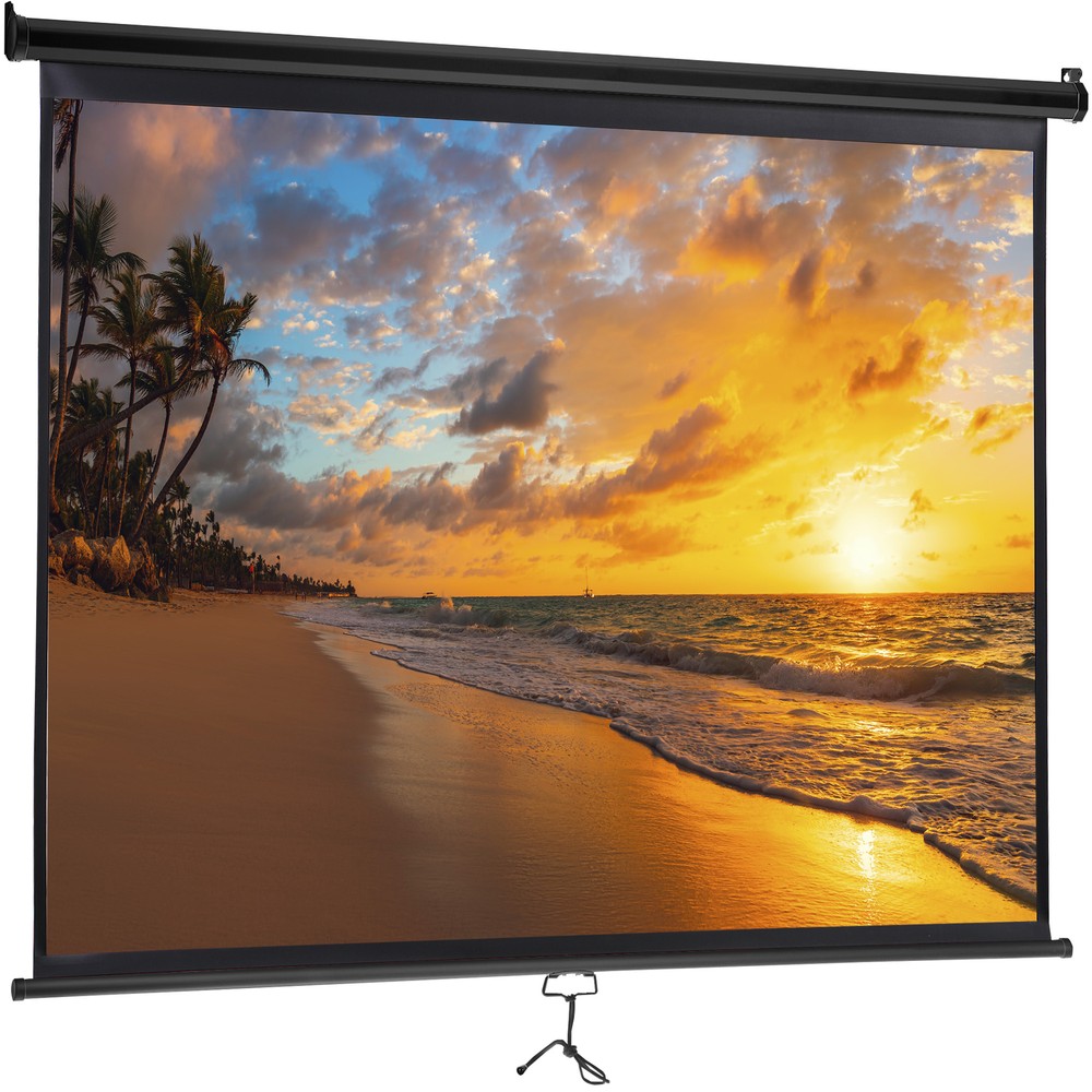 Black Projector Screen Pull Down 16:10 Foldable Wall Mount HD Projection Screen