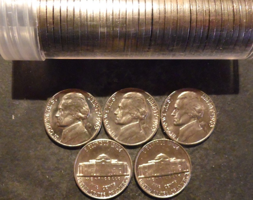 1963-P Jefferson Nickel Choice/Gem BU Roll Uncirculated