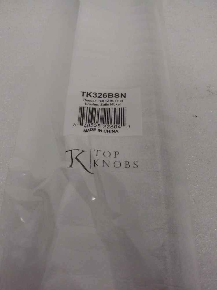 Top Knobs TK326 Reeded 12" Center to Center Handle Cabinet Pull - Nickel