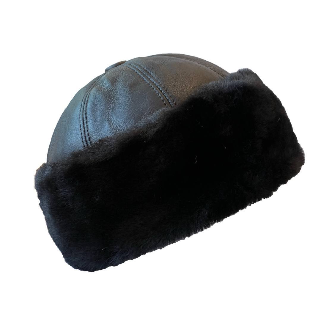Real Shearling Sheepskin Winter Hat | Fur Beanie Leather Skull Hat