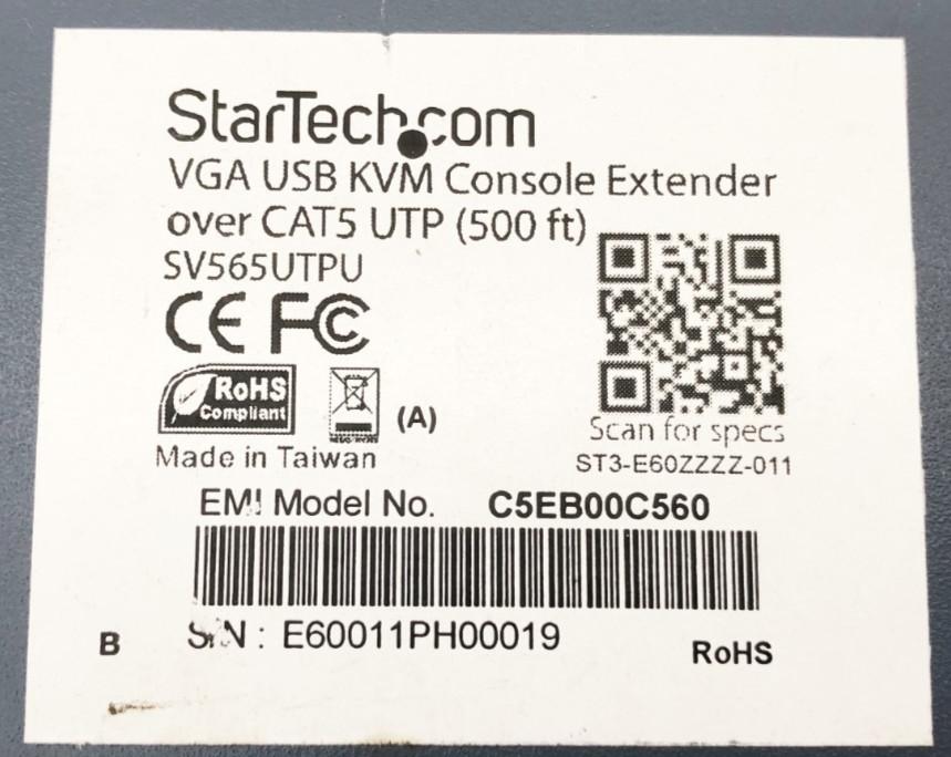 New StarTech SV565UTPU Console Extender C5EB00C560 - No Box