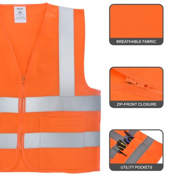 Crew Orange High Visibility Safety Vest With 2 Pockets