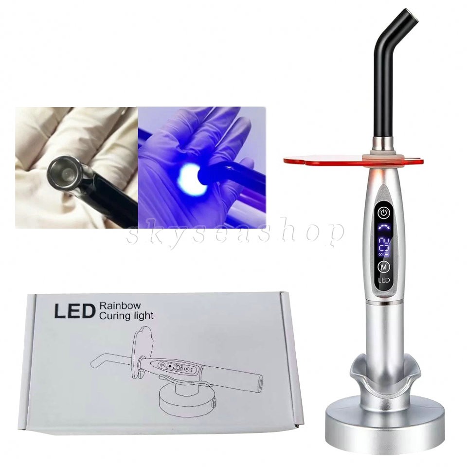 Dental Upgraded Rainbow LED Curing Light 1500-2000mw/cm2 3 Modes Silver