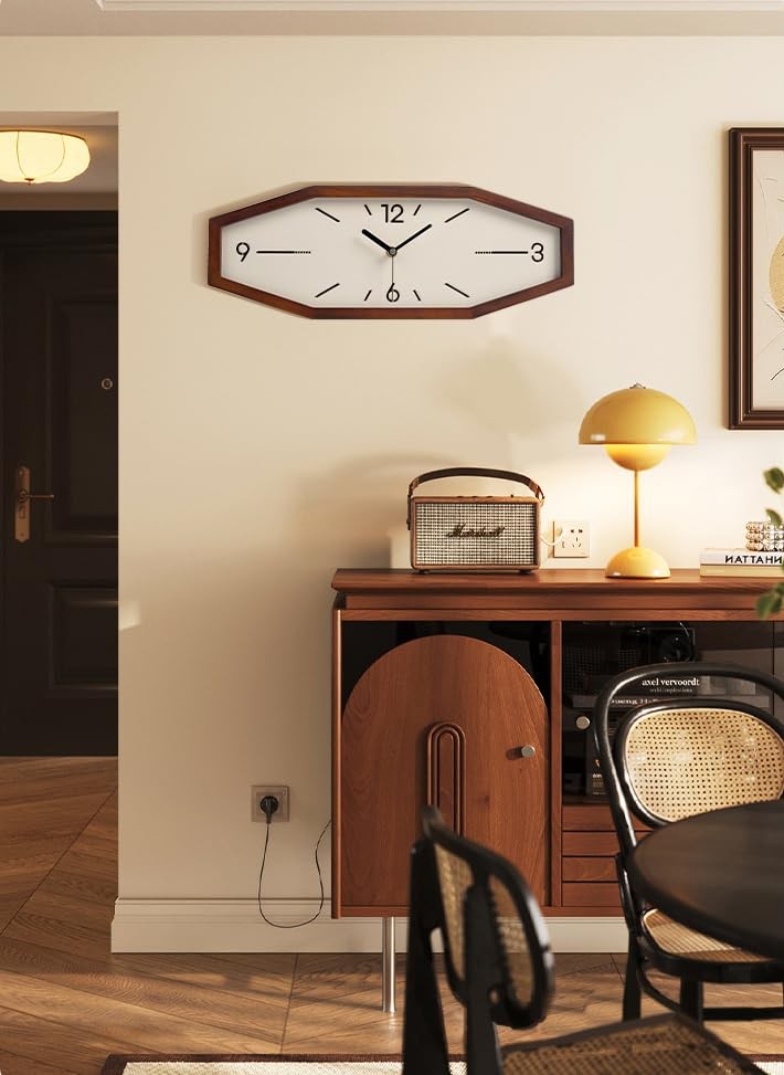 Wooden Retro Wall Clocks, 18 Inches Square Clocks Rectangular Wall Clock Batt...