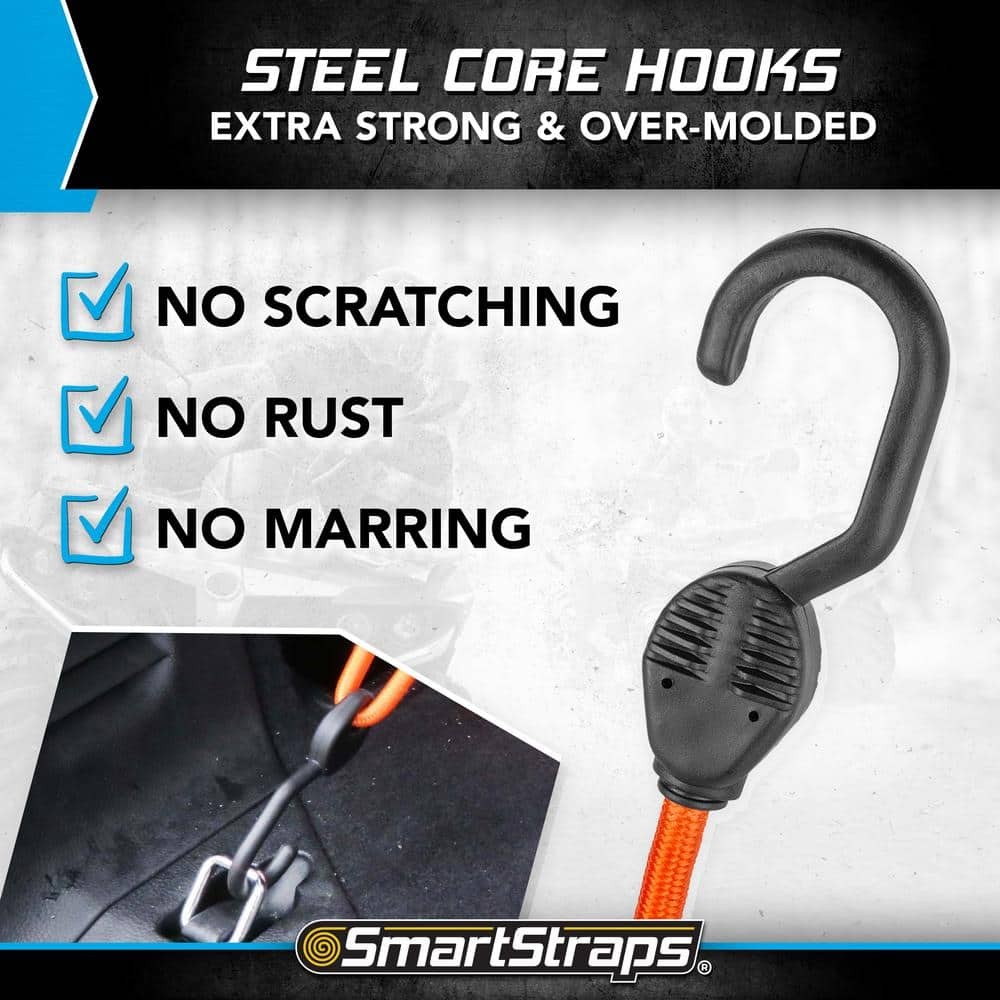 Extra Strong Adjustable Bungee Cords with Hooks 5 Pack Heavy Duty Tie Down Strap