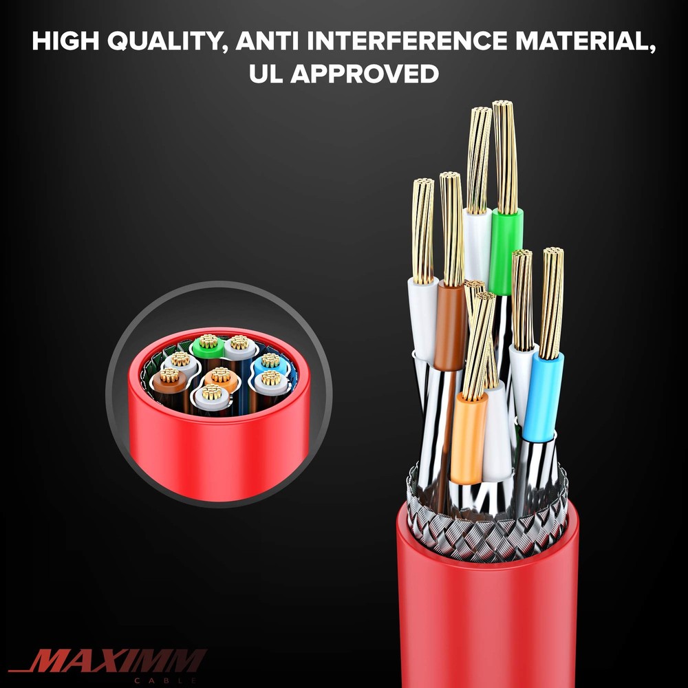 Cat7 Ethernet Cable 250 Ft High Speed LAN Internet Patch Cord Flat 10Gbps Red