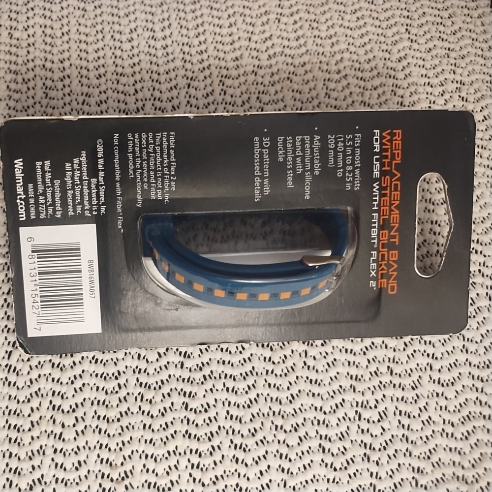 Blackweb Adjustable Fitbit Flex 2 Buckle Band Replacement W Blue Orange Stripe