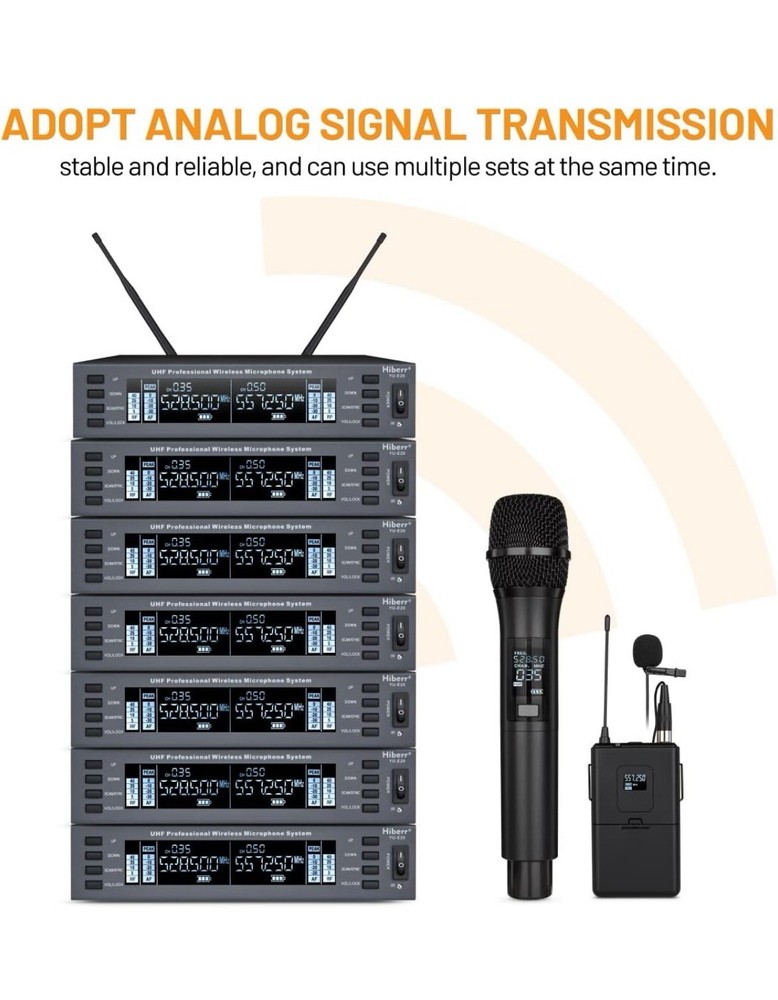 HIBERR UHF Wireless Microphone System 2 Channel YU-E20H - 2 Mics - NIB