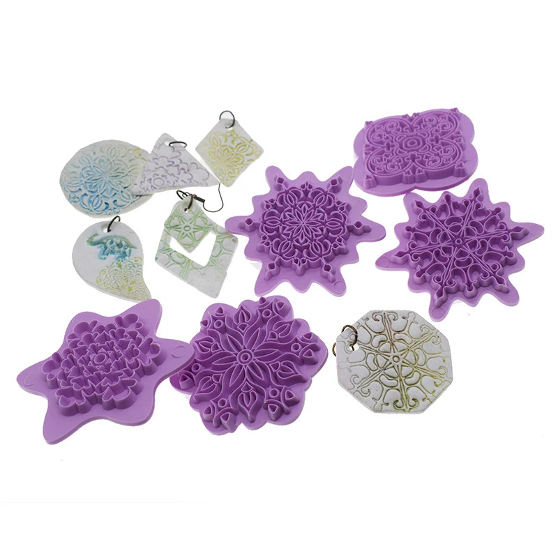5pcs/lot Mandala Lace Pattern Emboss Stamp Polymer Clay Earring Texture Soap