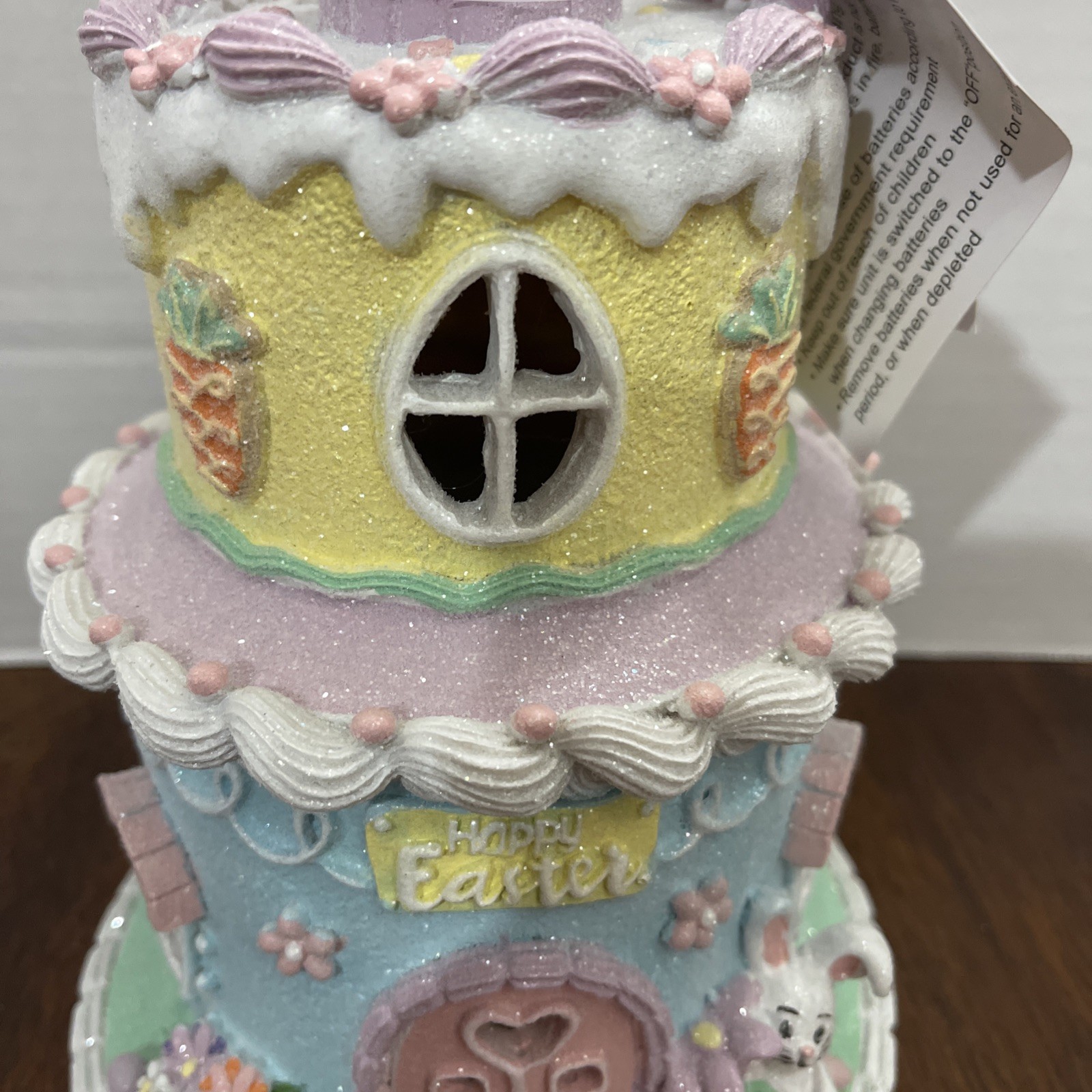 Easter Cake Cupcake Gingerbread House Bunny Carrot LIGHT UP Tabletop Decor 10.5"