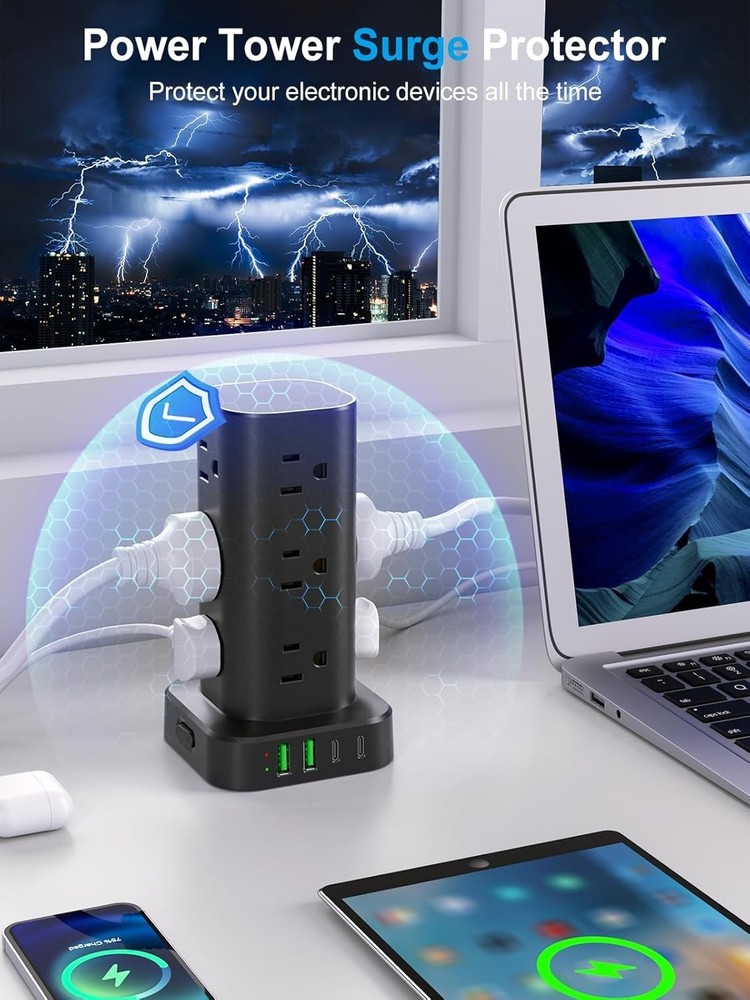 vertical Power Strip Tower with Multiple Outlets