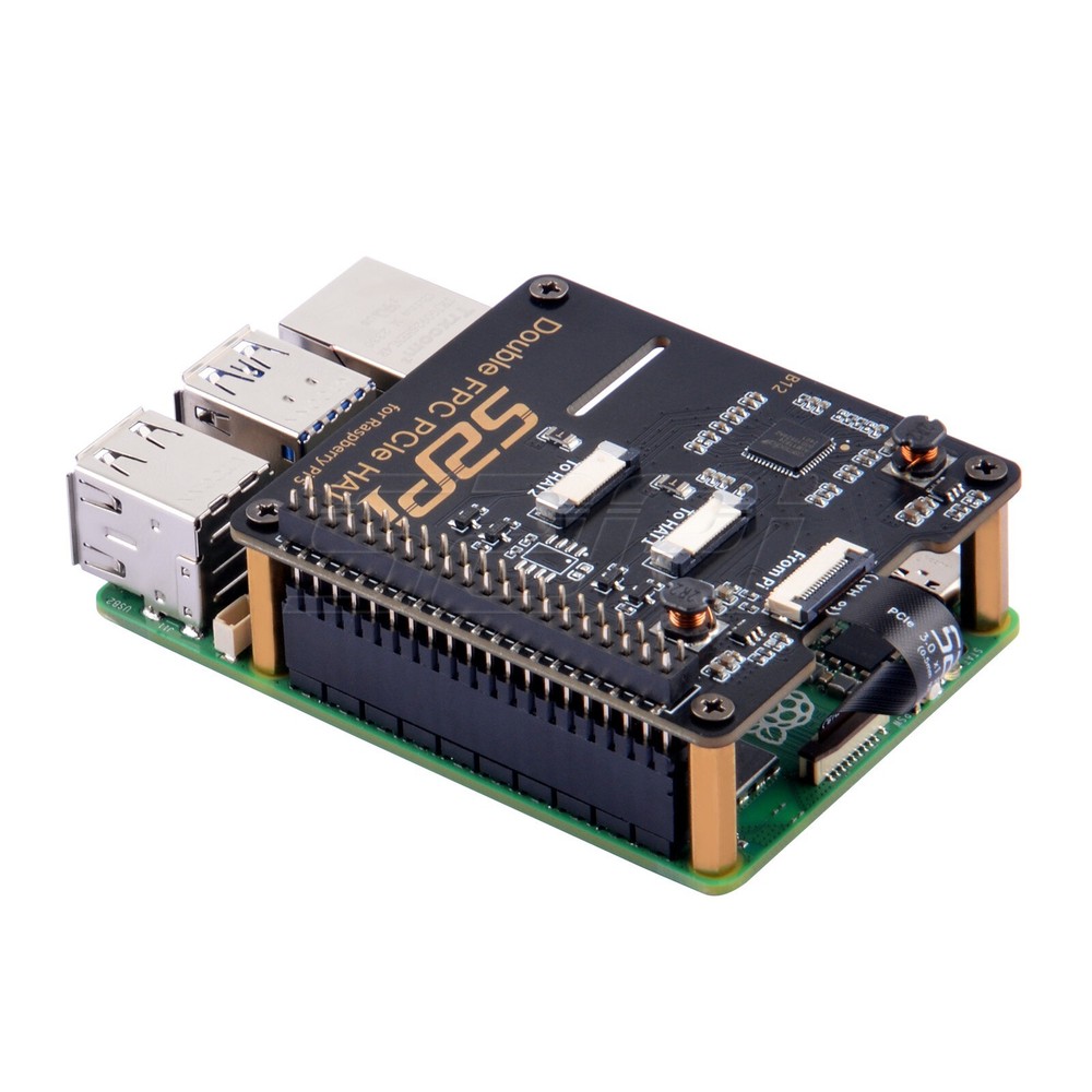 B12 Double FPC PCIe HAT Adapter Board for Raspberry Pi 5