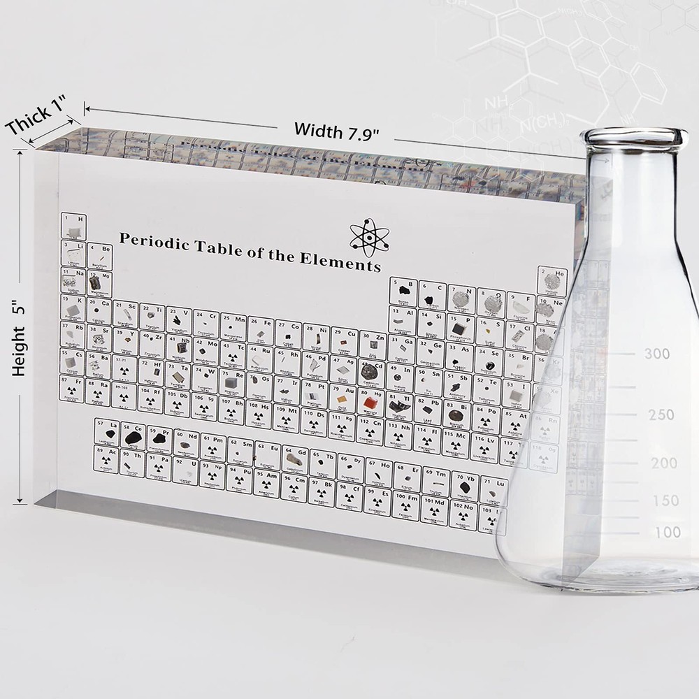 Large Periodic Table with Real Elements Inside 8 Inch Acrylic Periodic Table ...